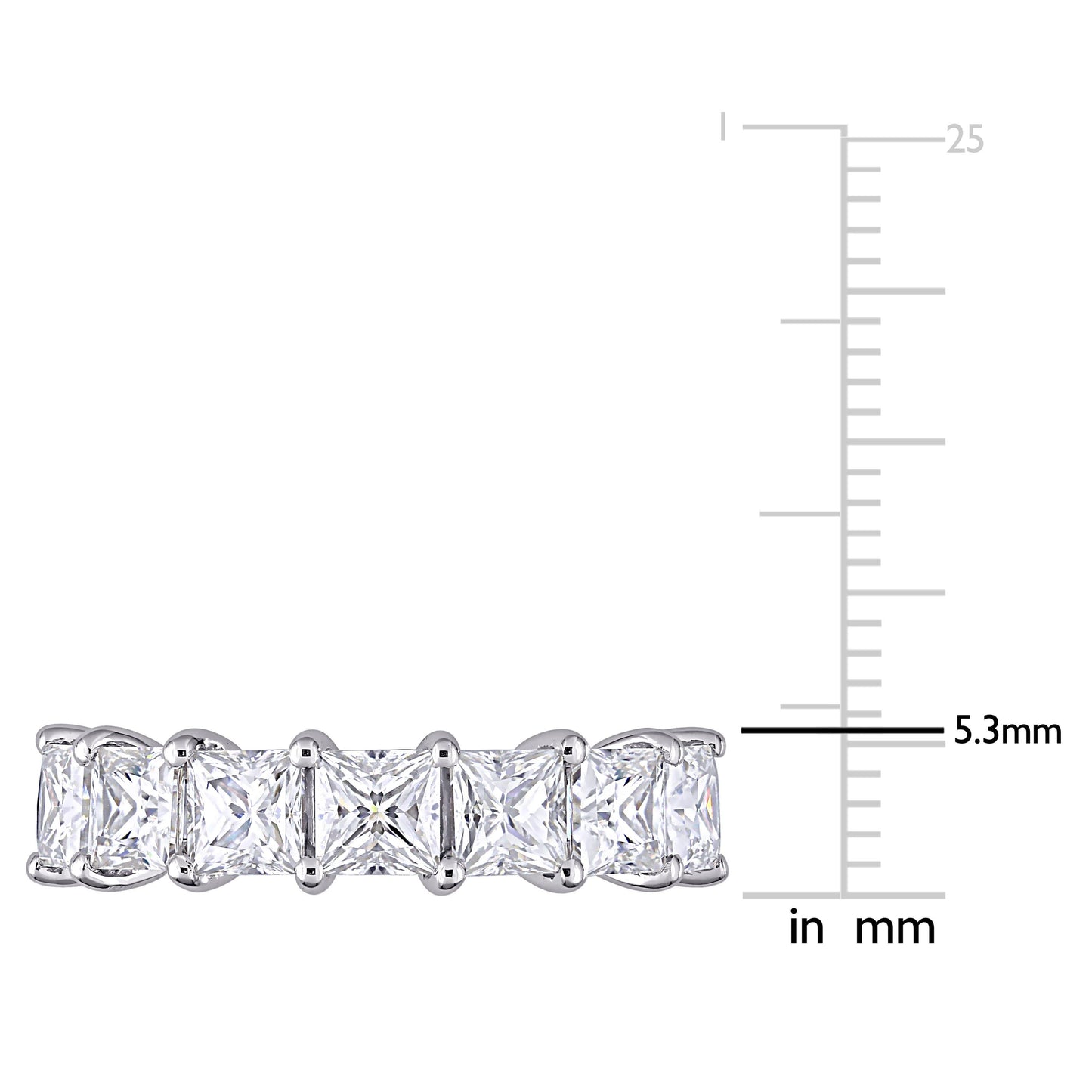 Princes Cut Moissanite Band in 10k White Gold