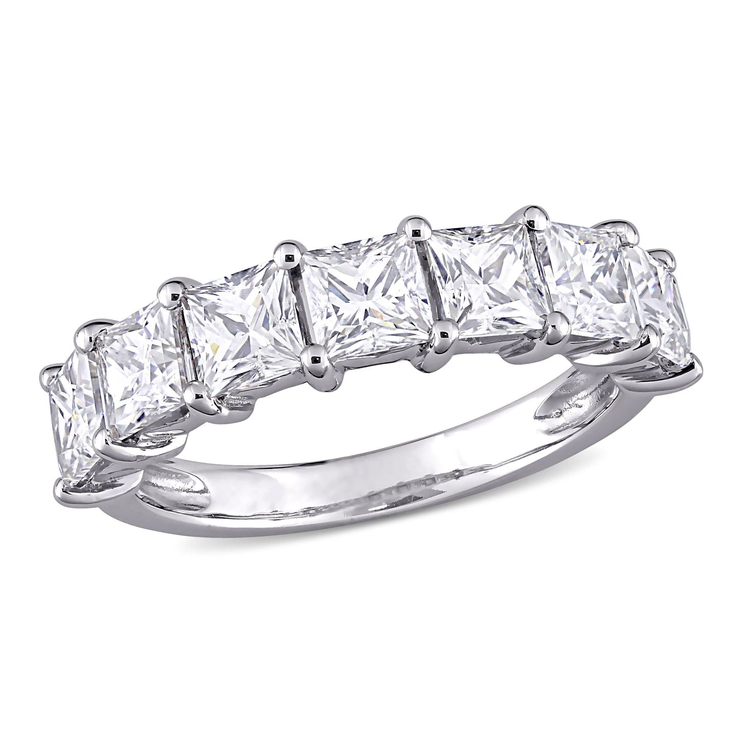 Princes Cut Moissanite Band in 10k White Gold