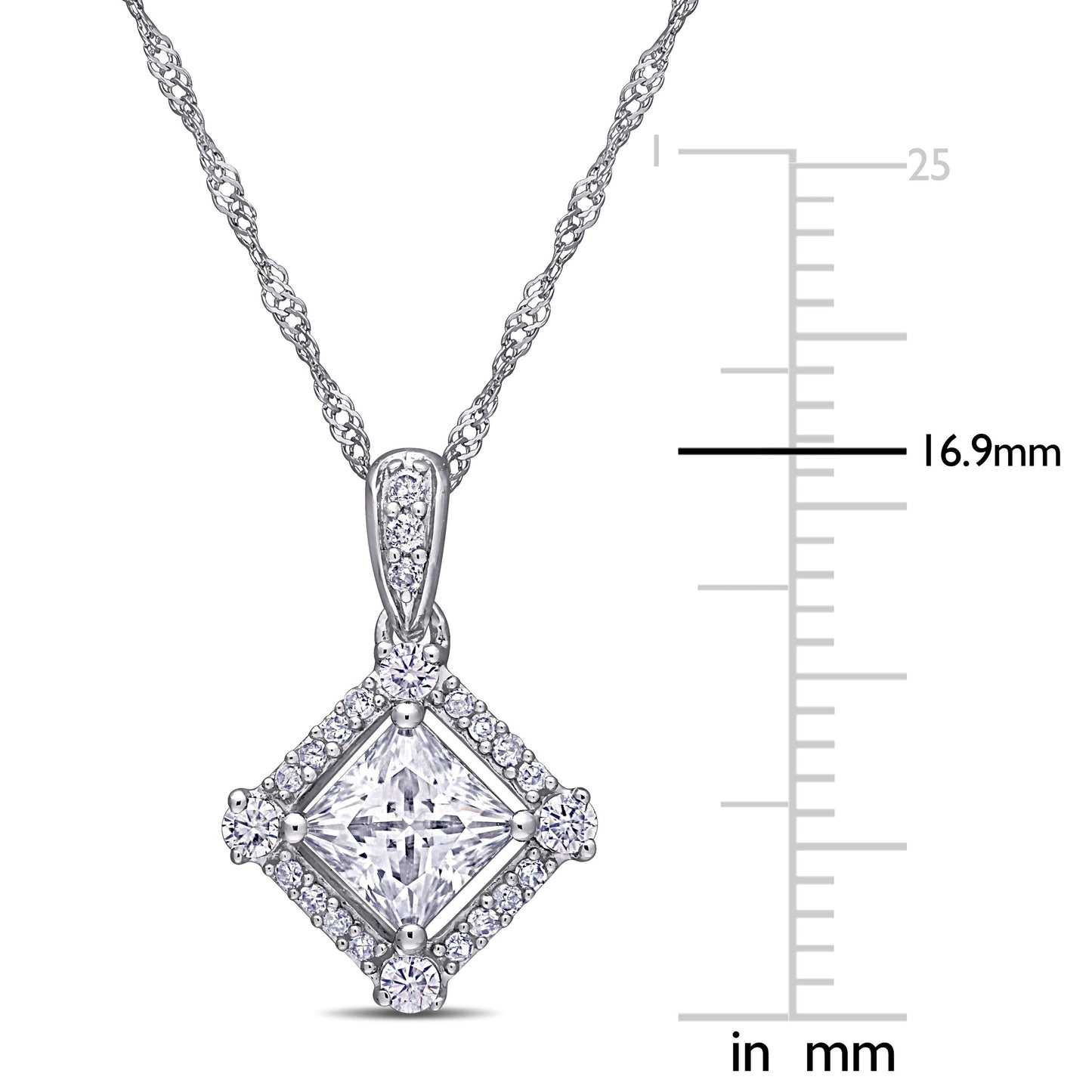 1/10ct Diamond & 3/4ct Moissanite Pendant in 10k White Gold