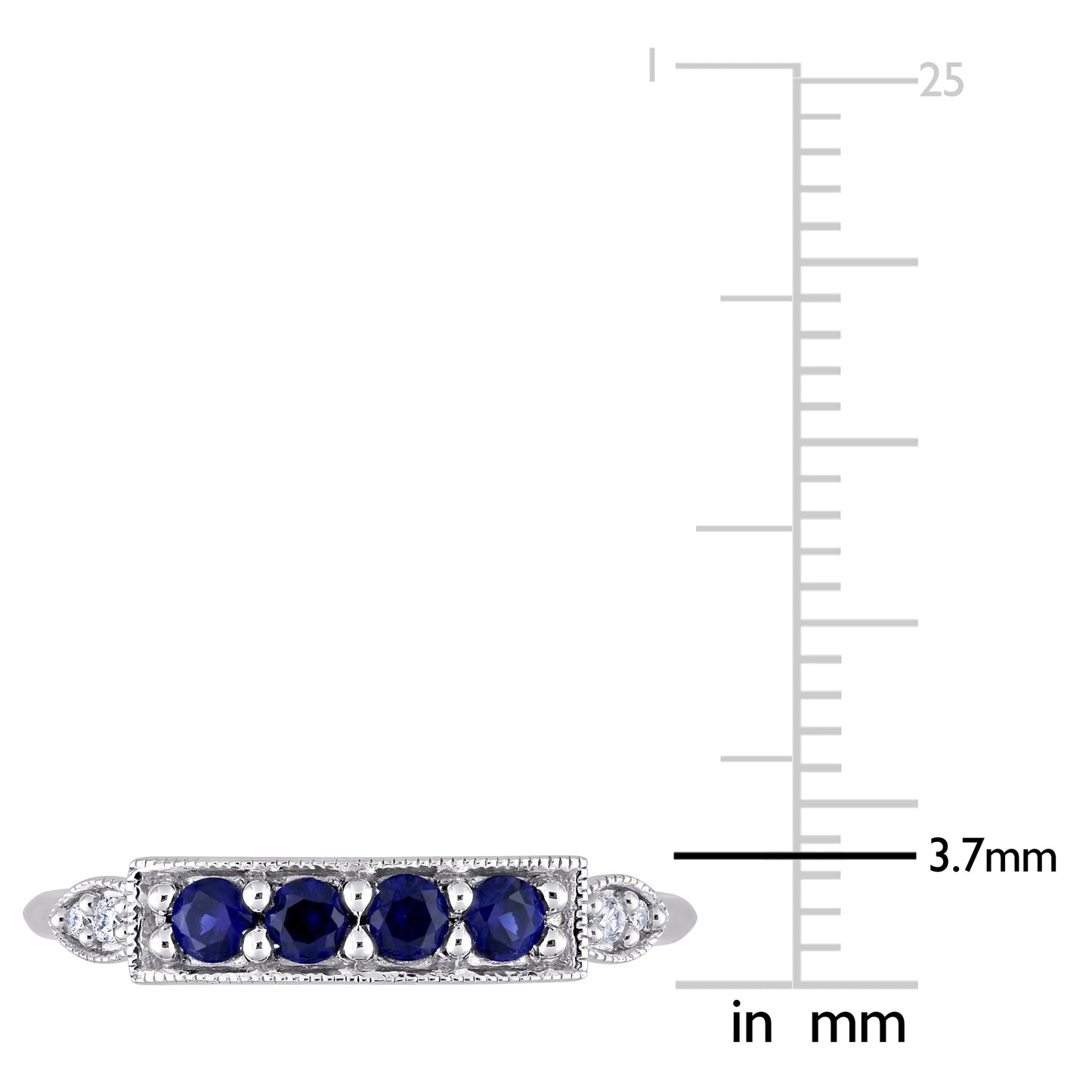 Blue Sapphire & Diamond Sleek Statement Ring