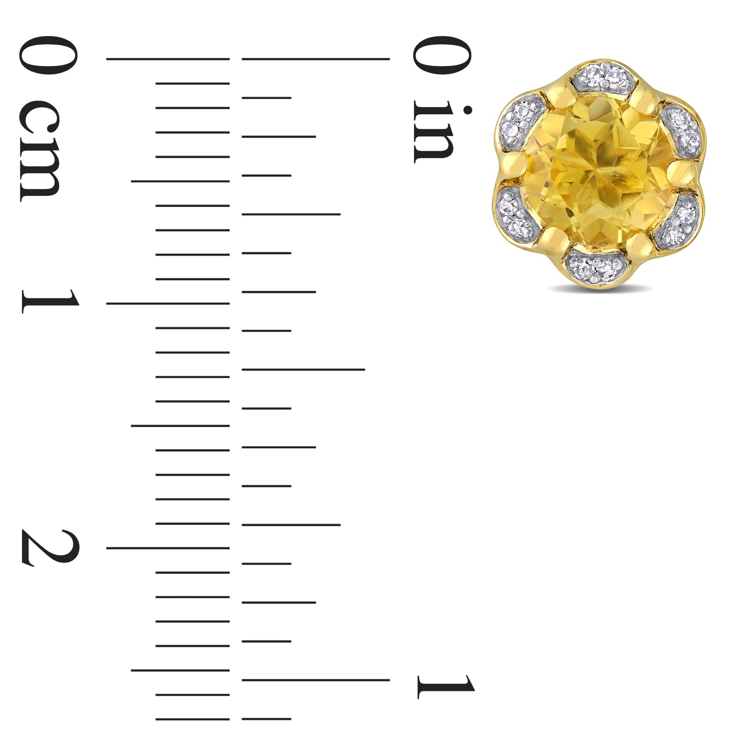 Citrine & Diamond Studs in 14k Yellow Gold