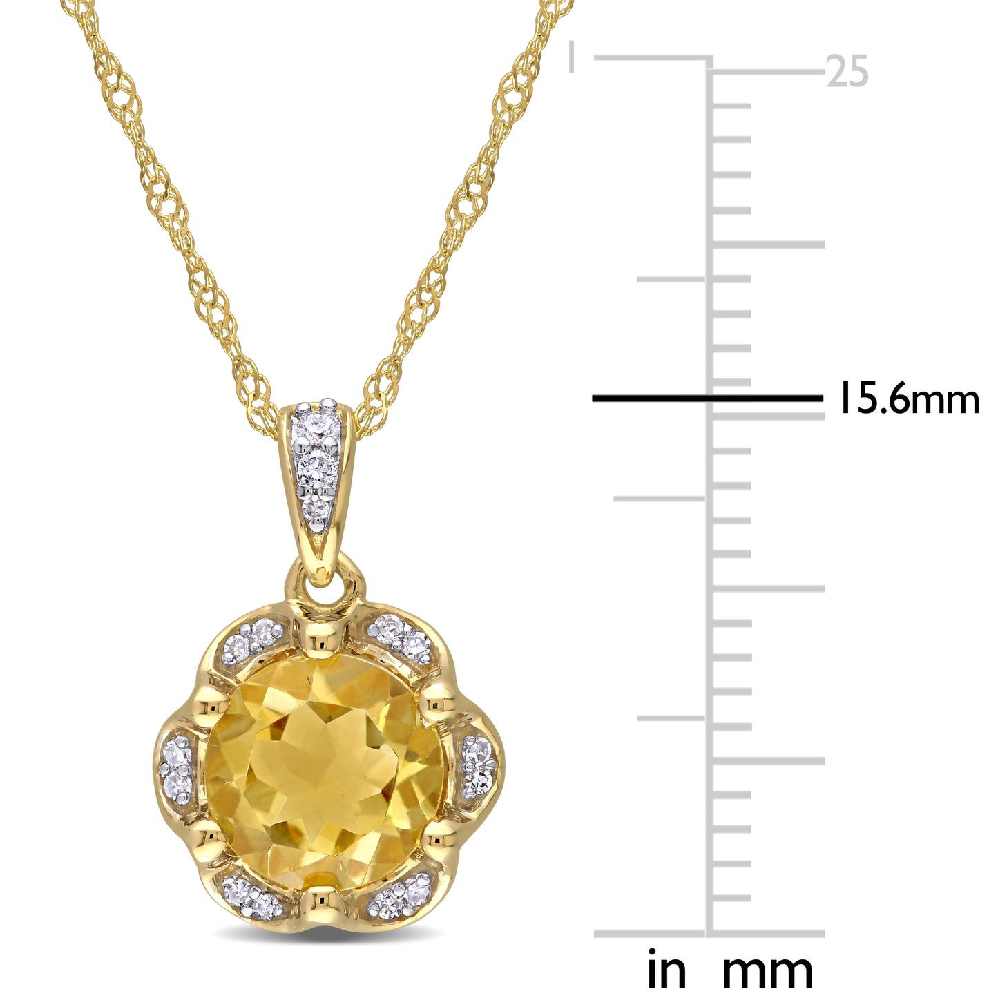 Citrine & Diamond Necklace in 14k Yellow Gold