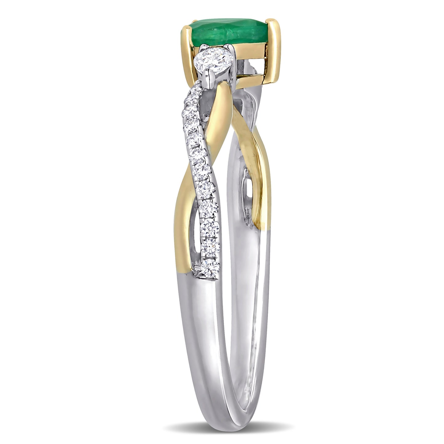 Pear Cut Emerald & Diamonds Infinity Ring in 14k Gold