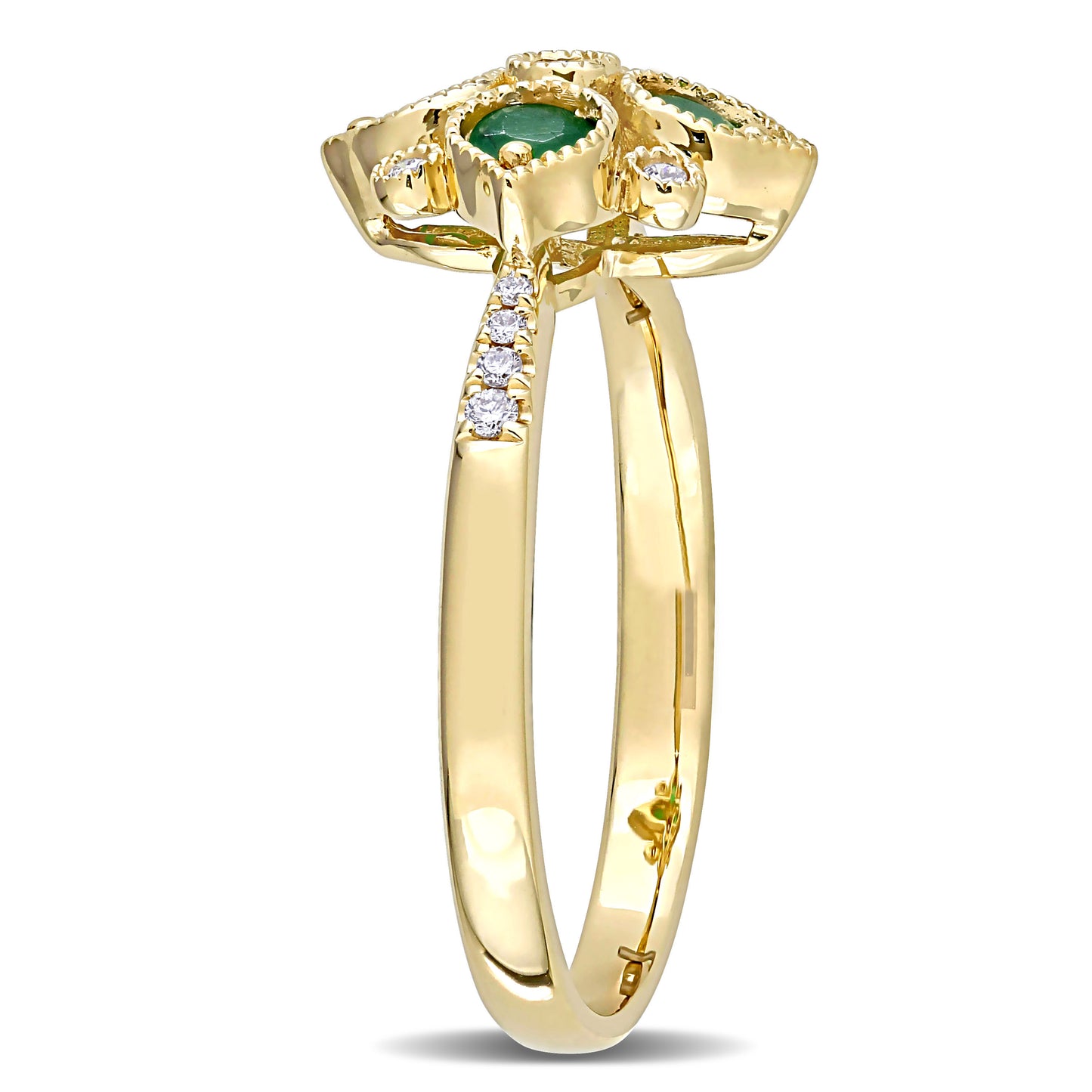 Diamond & Emerald Art Deco Ring in 14k Yellow Gold