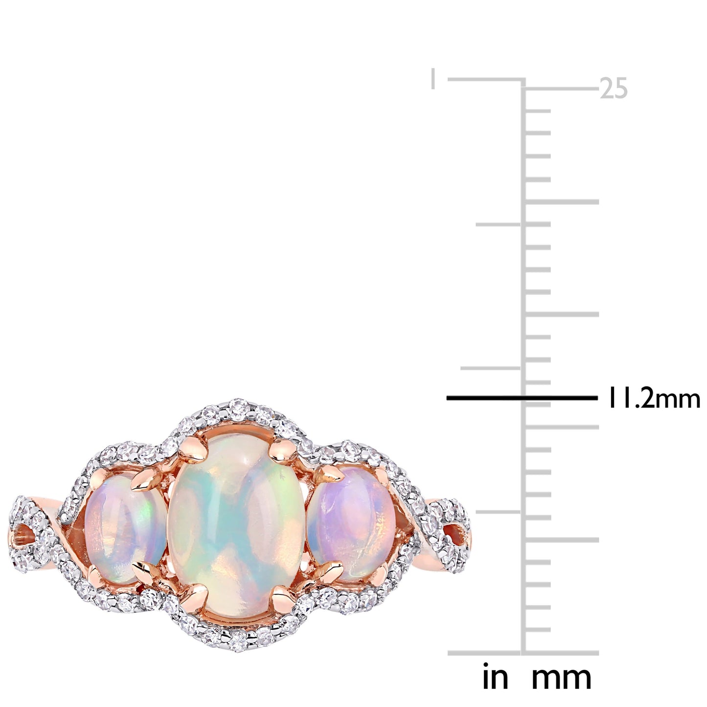 3-Stone Ethiopian Opal & Diamond Ring in 10k Rose Gold