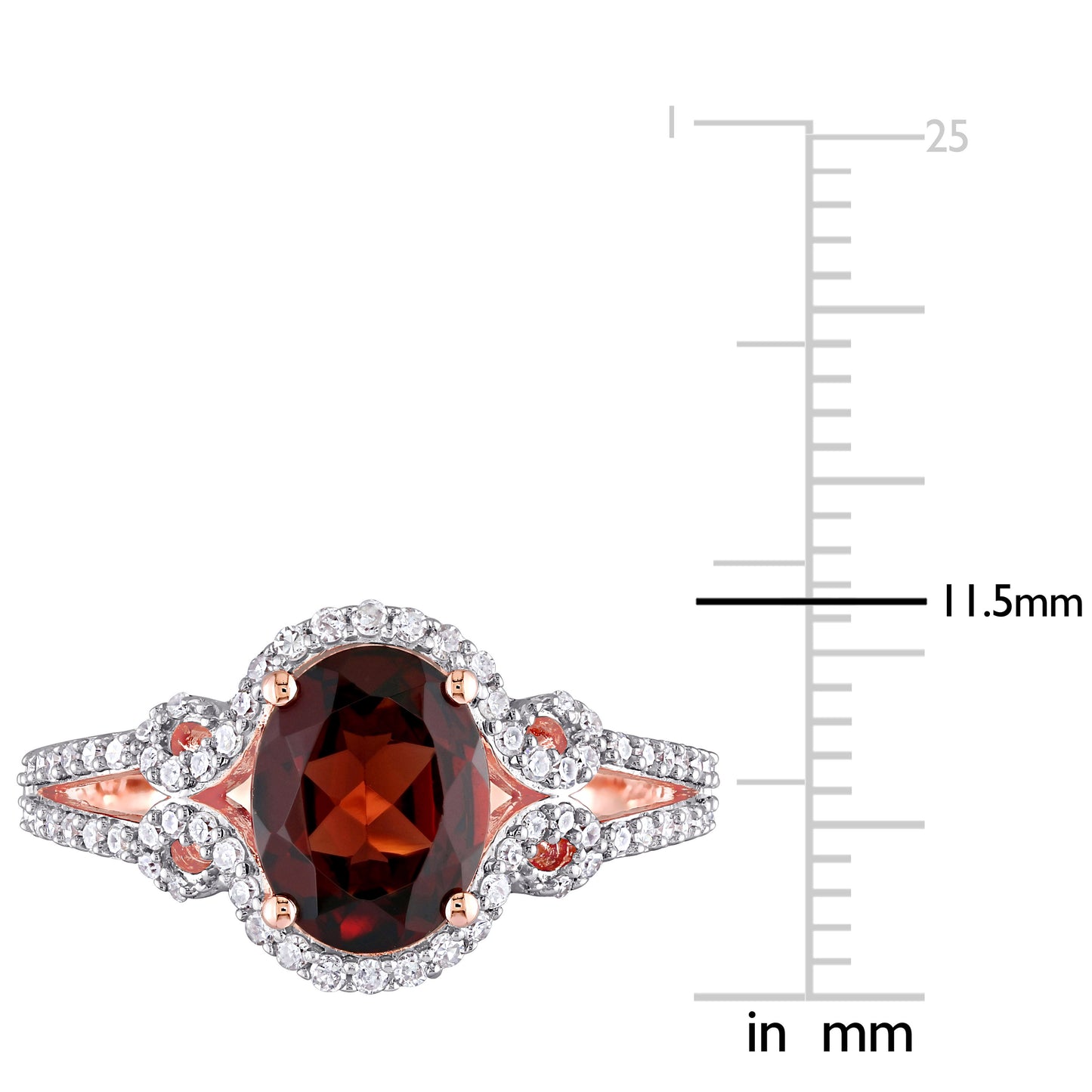 Garnet & Diamond Oval Cut Halo Ring in 10k Rose Gold