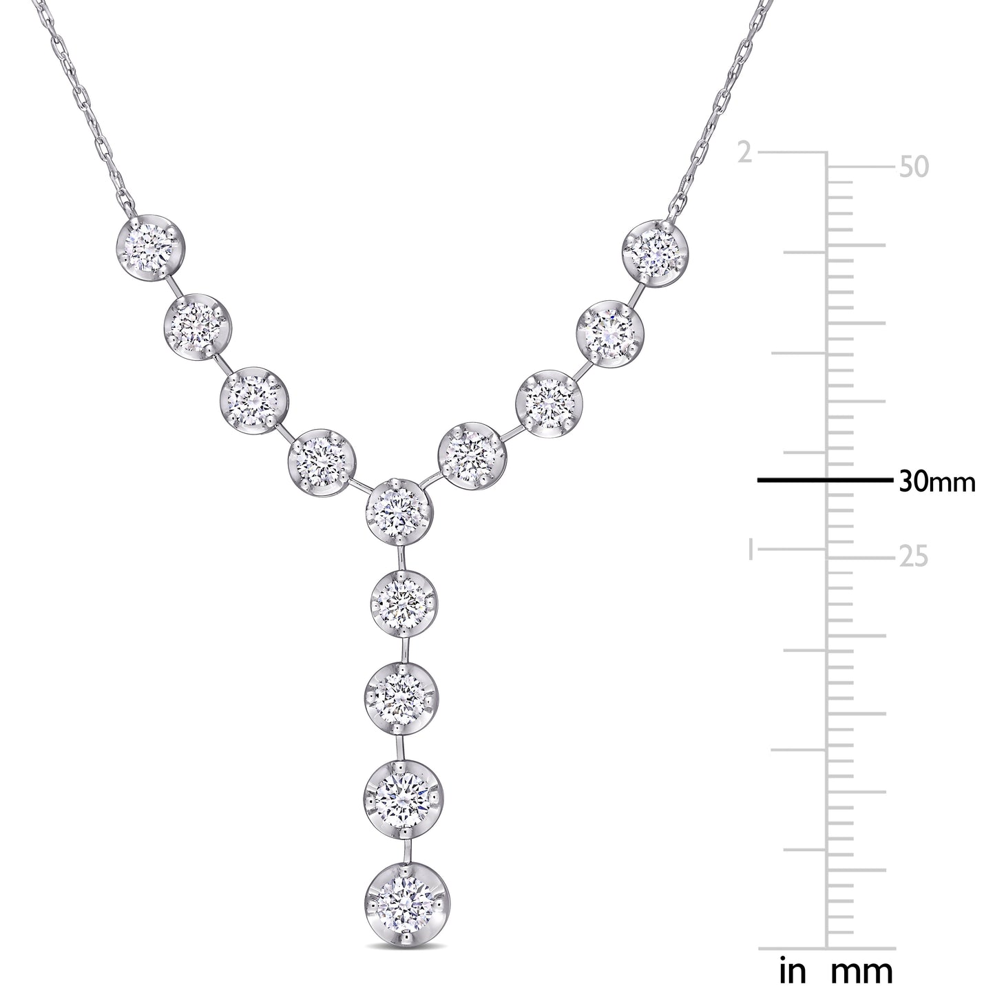 Lariat Diamond Necklace in 14k White Gold