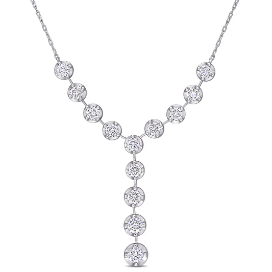 Lariat Diamond Necklace in 14k White Gold
