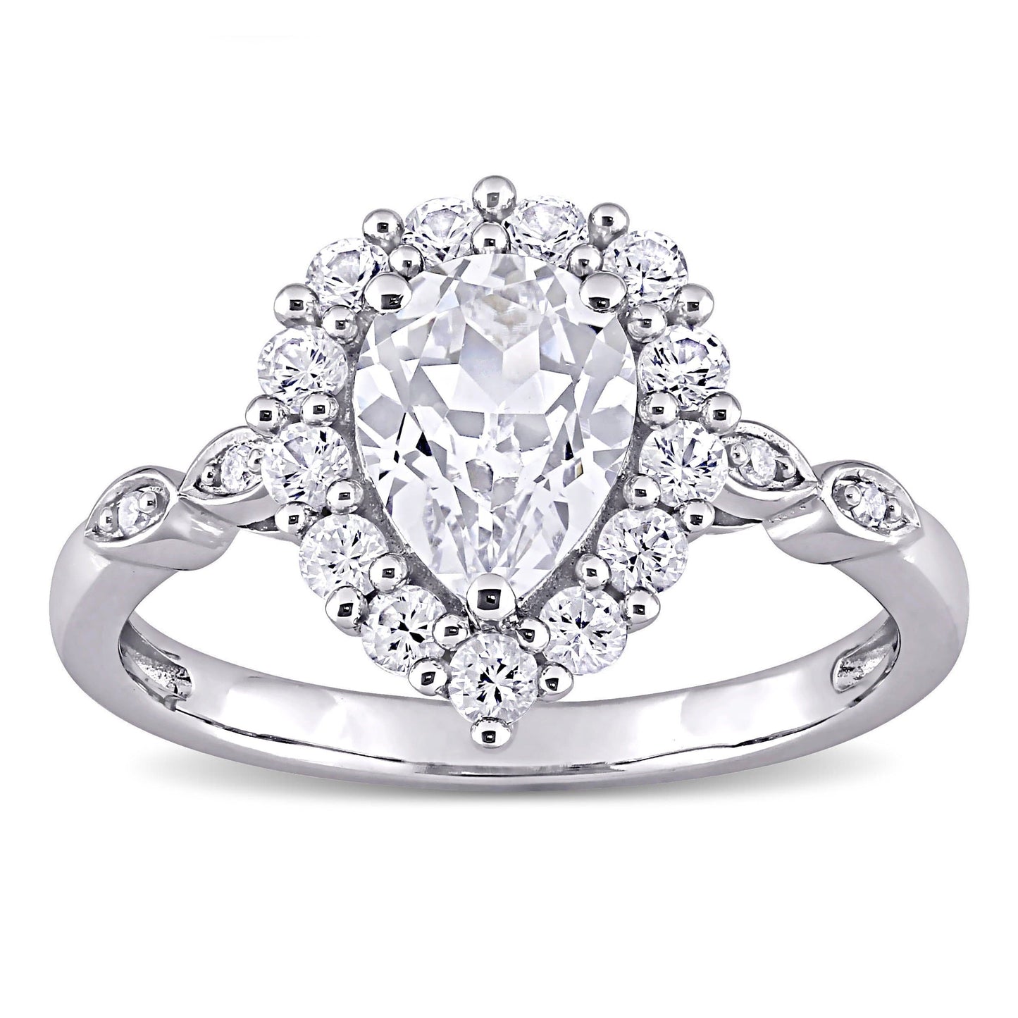 2.45ct White Sapphire Halo Ring with Diamond Accents