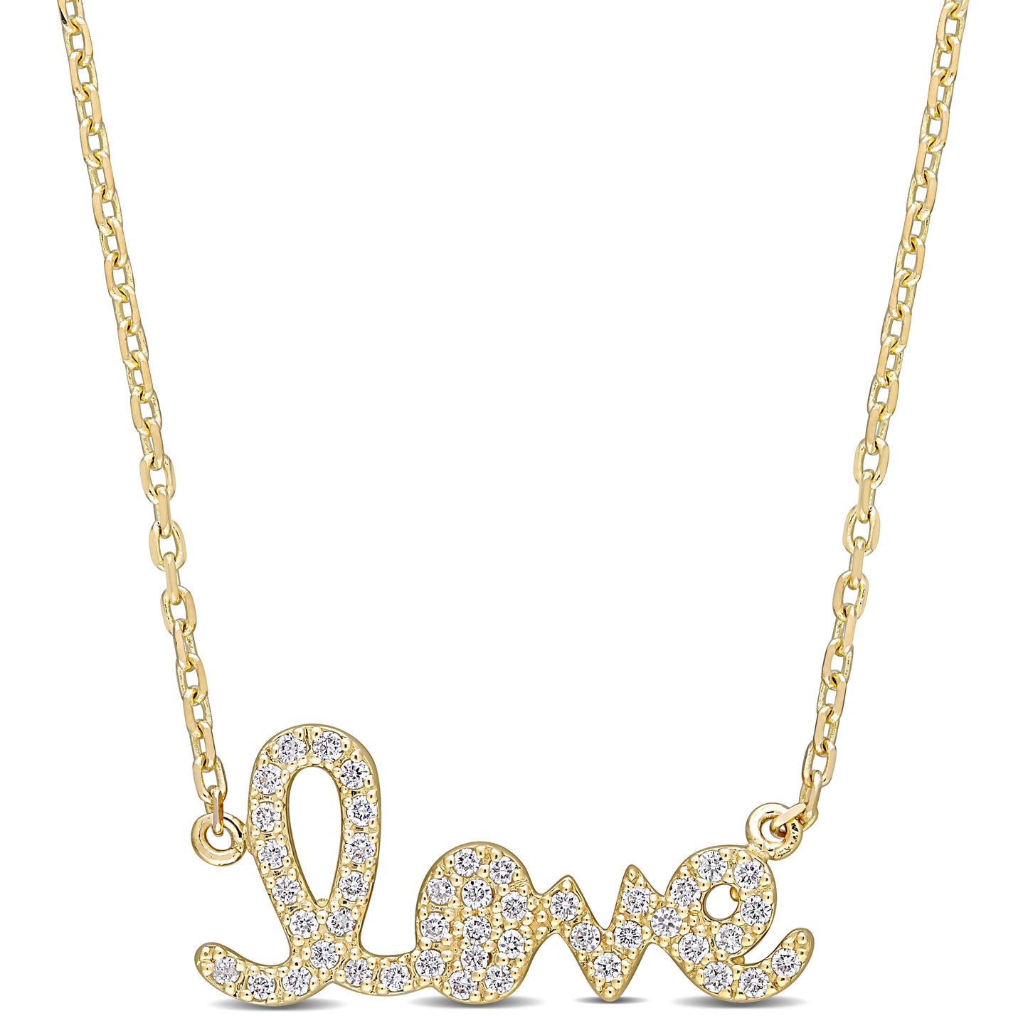 LOVE Diamond Necklace in 14k Yellow Gold