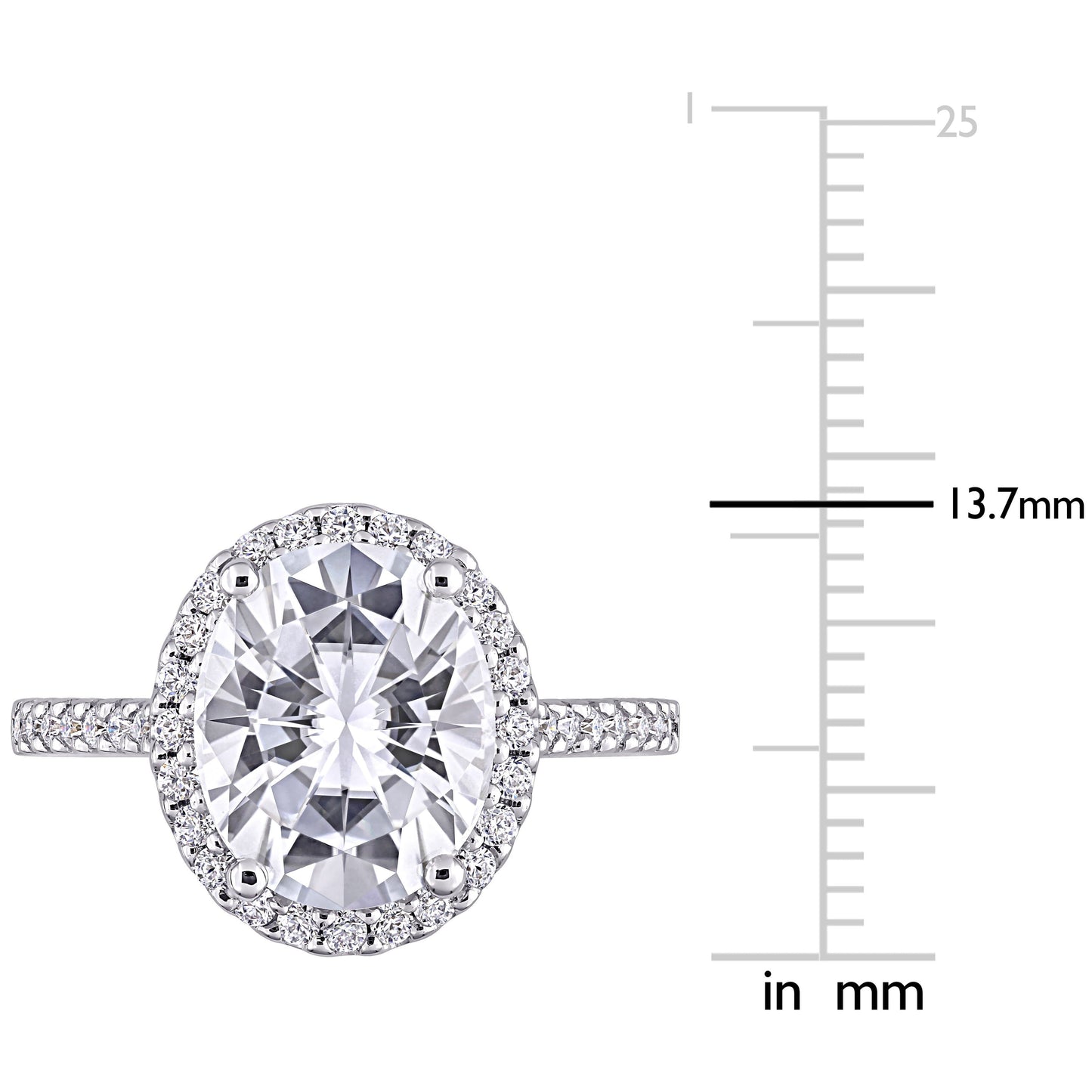 Oval Cut Moissanite Halo Ring in 14k White Gold