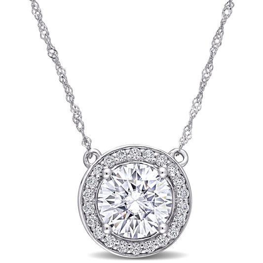 2 1/5ct Moissanite Necklace in 10k White Gold