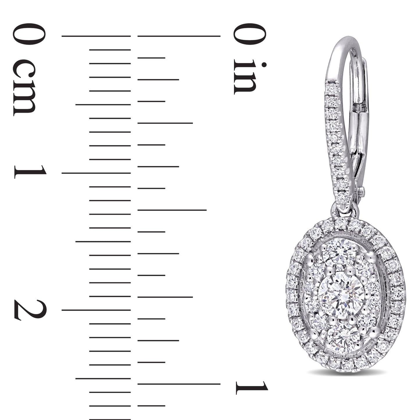 Oval Halo Diamond Earrings in 10k White Gold