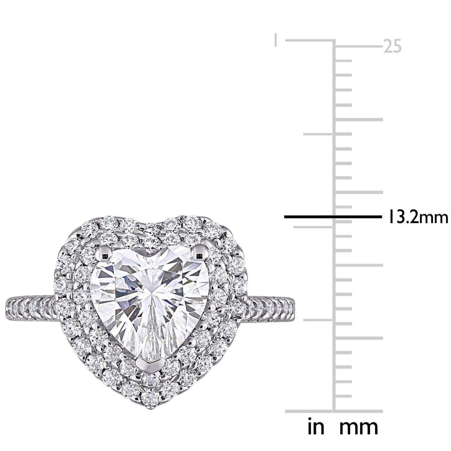 Heart Cut Moissanite Halo Ring in 10k White Gold