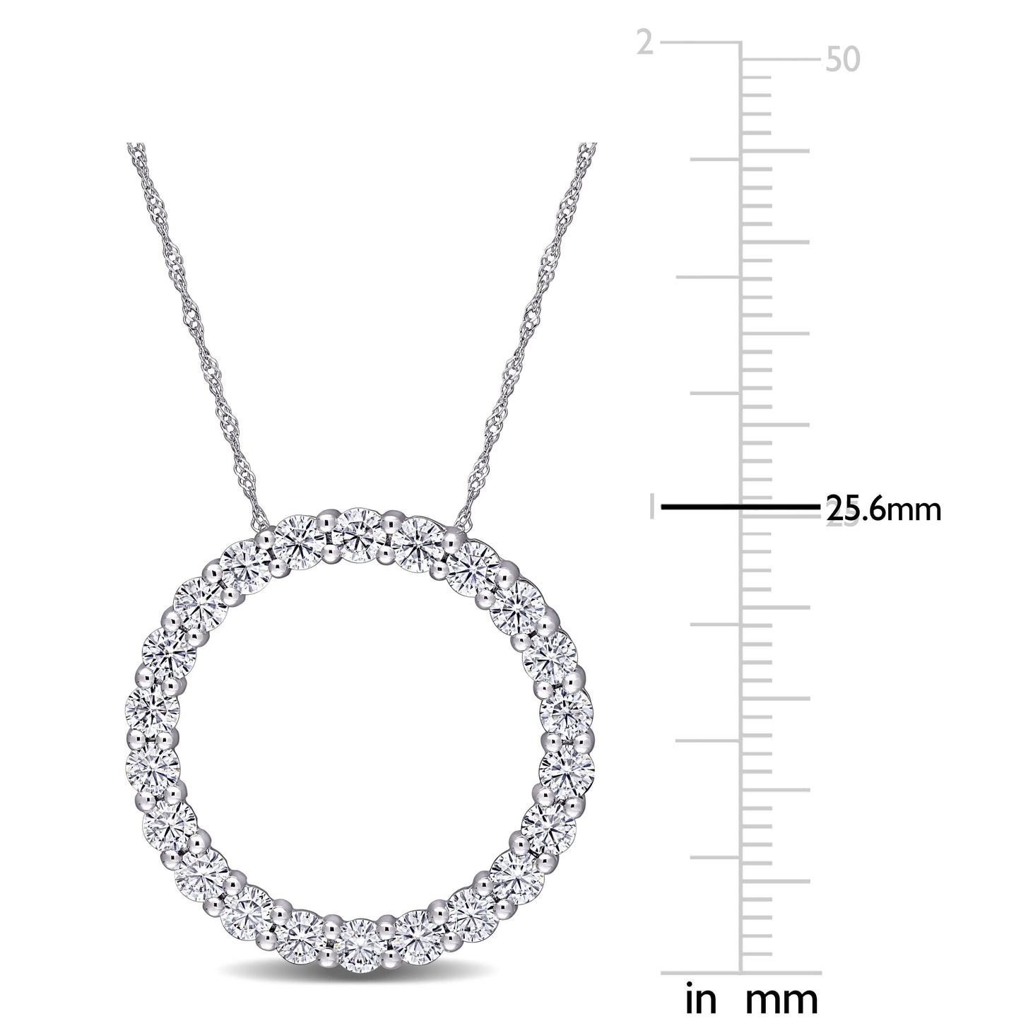 Open Circle Moissanite Necklace in 10k White Gold