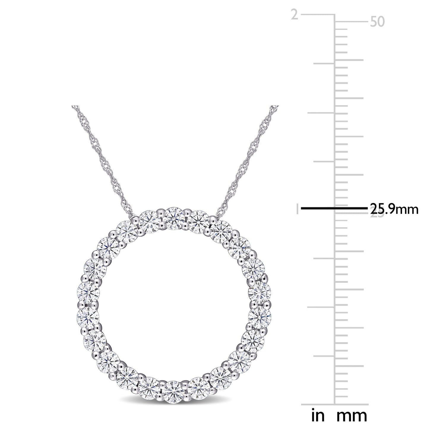 Open Circle Moissanite Necklace in 14k White Gold