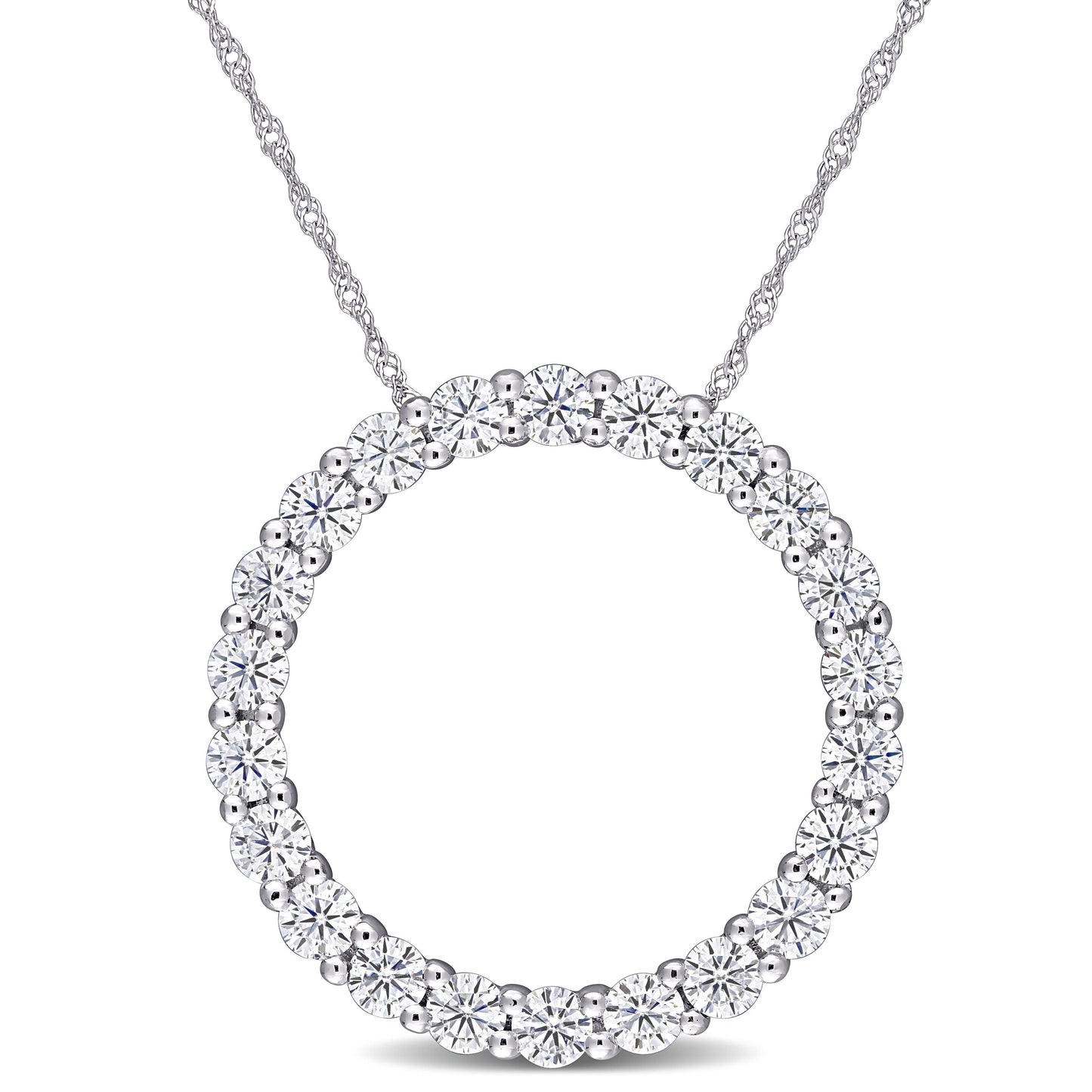 Open Circle Moissanite Necklace in 14k White Gold