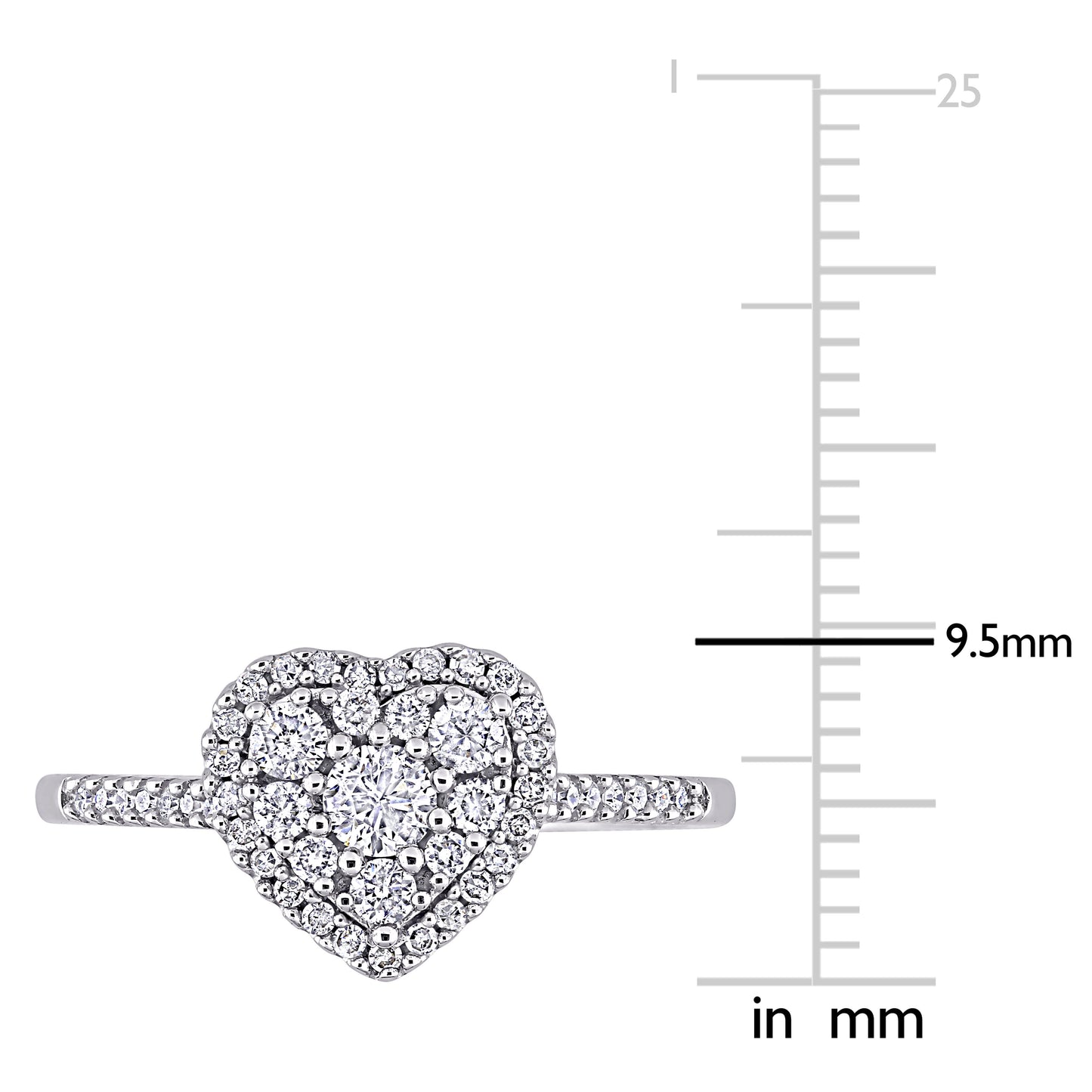 Heart Shape Cluster Diamond Ring in 10k White Gold