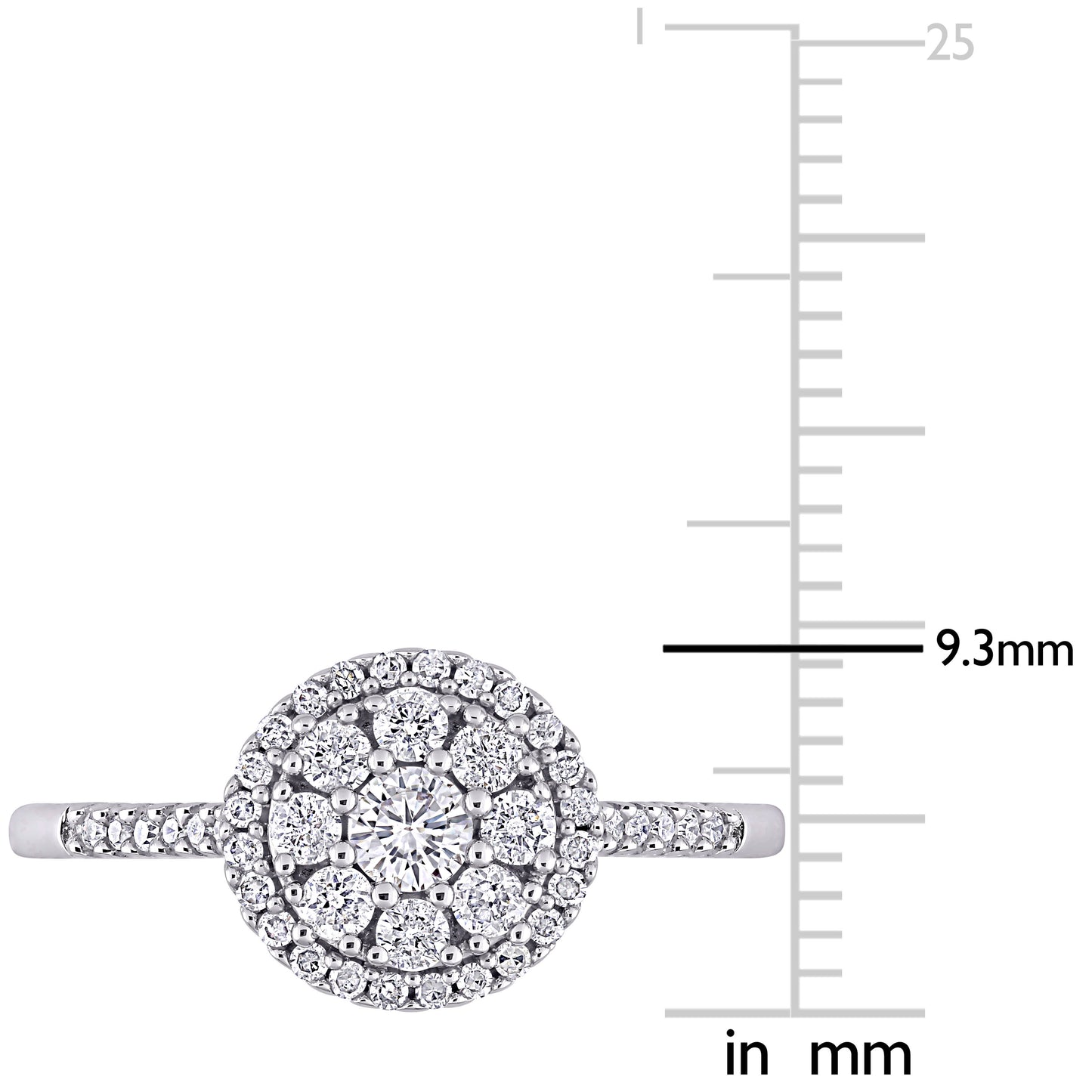 Round Shape Cluster Diamond Ring in 10k White Gold