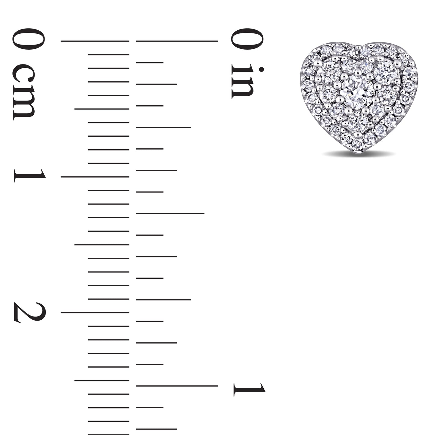 Heart Halo Diamond Studs in 10k White Gold