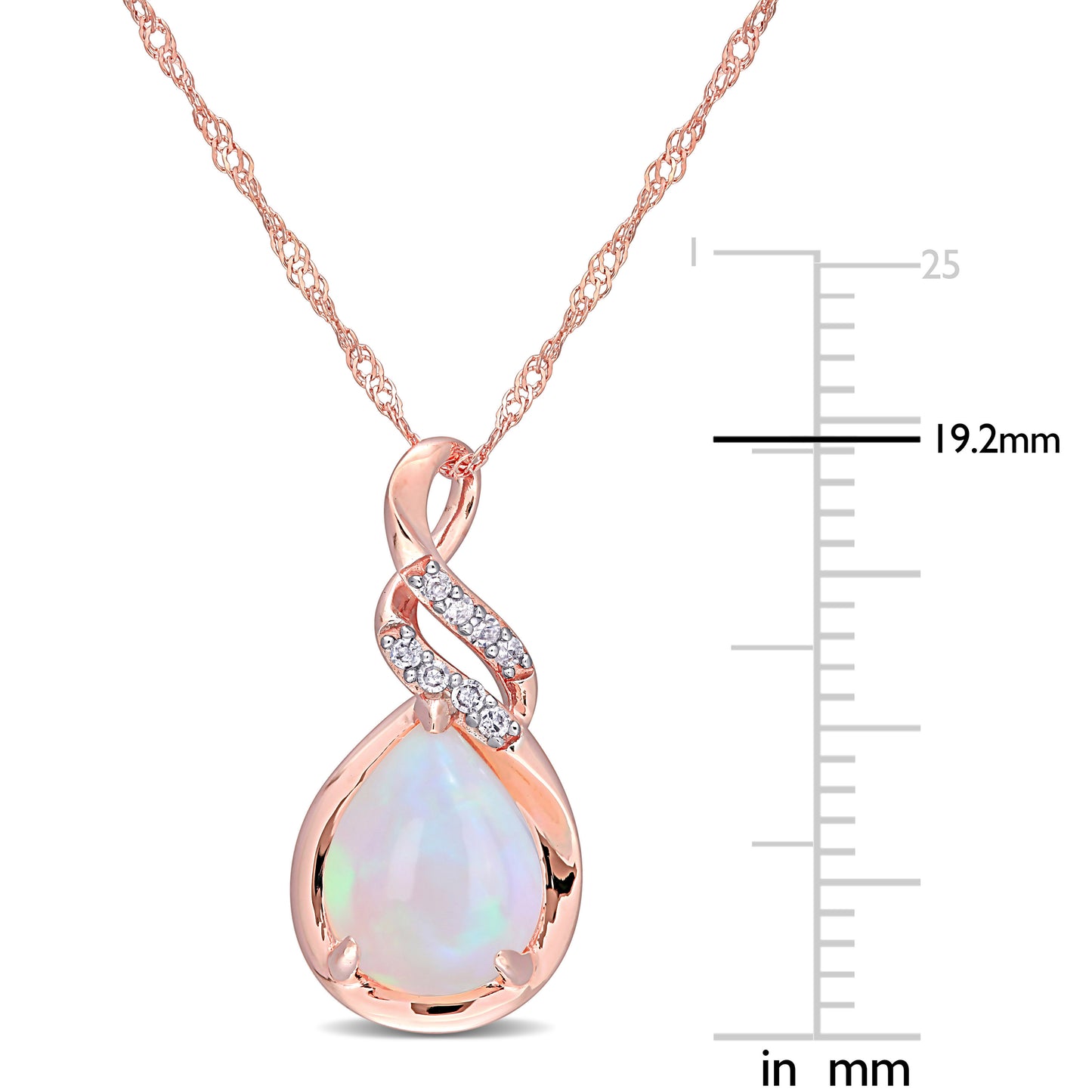 Diamond & Ethiopian Opal Necklace in 10k Rose Gold