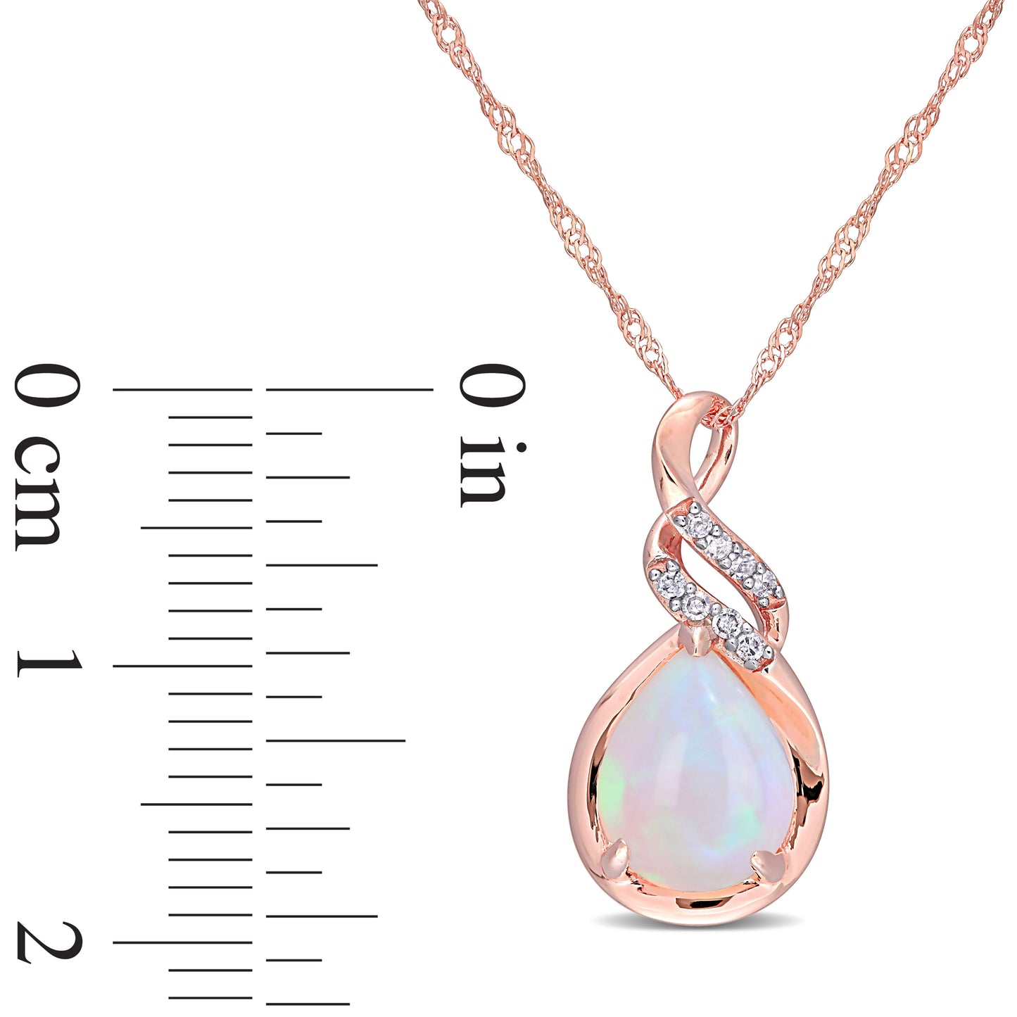 Diamond & Ethiopian Opal Necklace in 10k Rose Gold