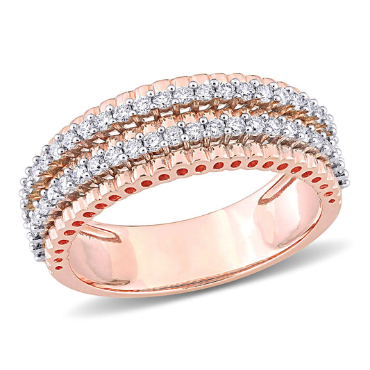 Two-Tone Double Eternity Diamonnd Ring in 14k Gold