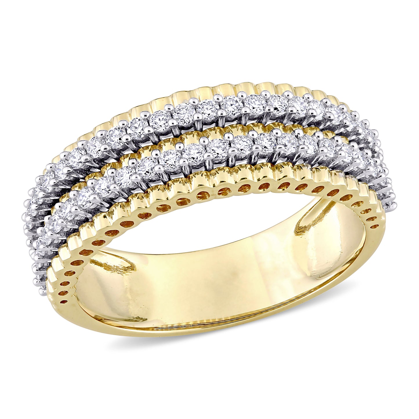 Two-Tone Double Eternity Diamond Ring in 14k Gold