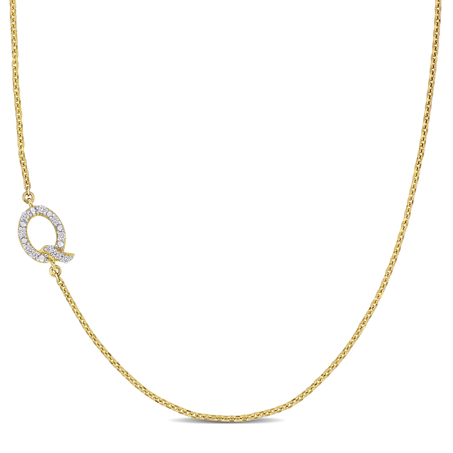 Diamond Letter Necklace in 14k Yellow Gold