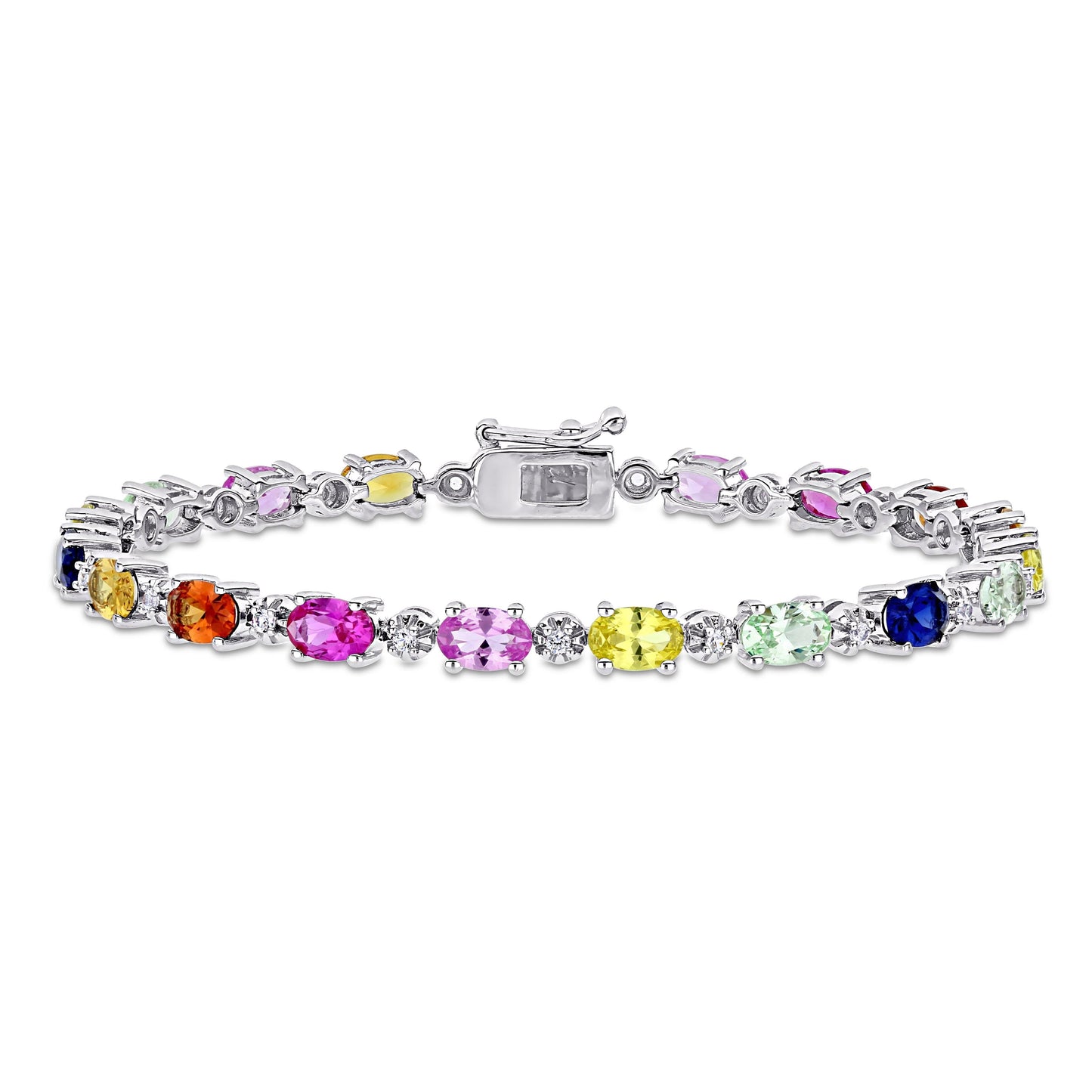 10 1/4ct Rainbow Sapphires Bracelet in Sterling Silver