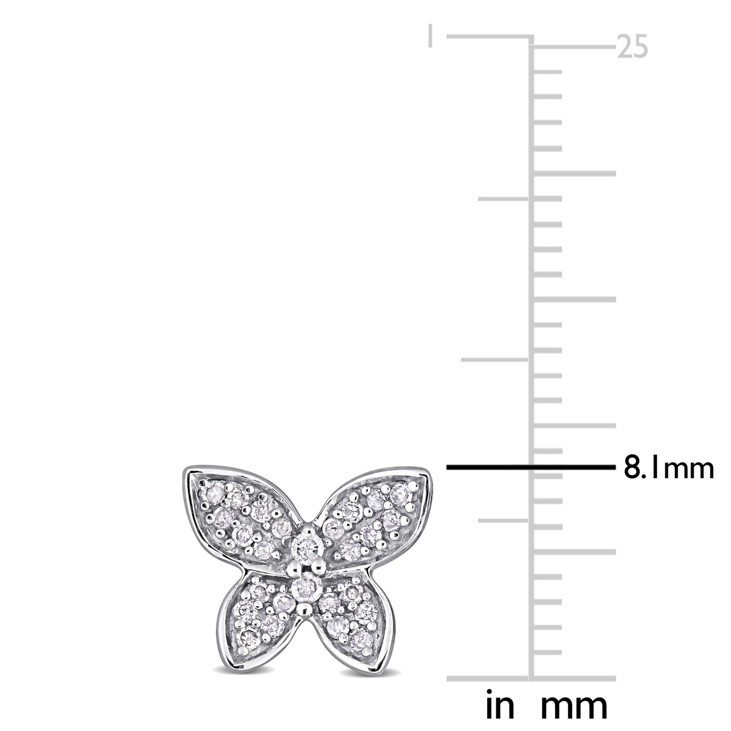 Butterfly Diamond Studs in 10k White Gold