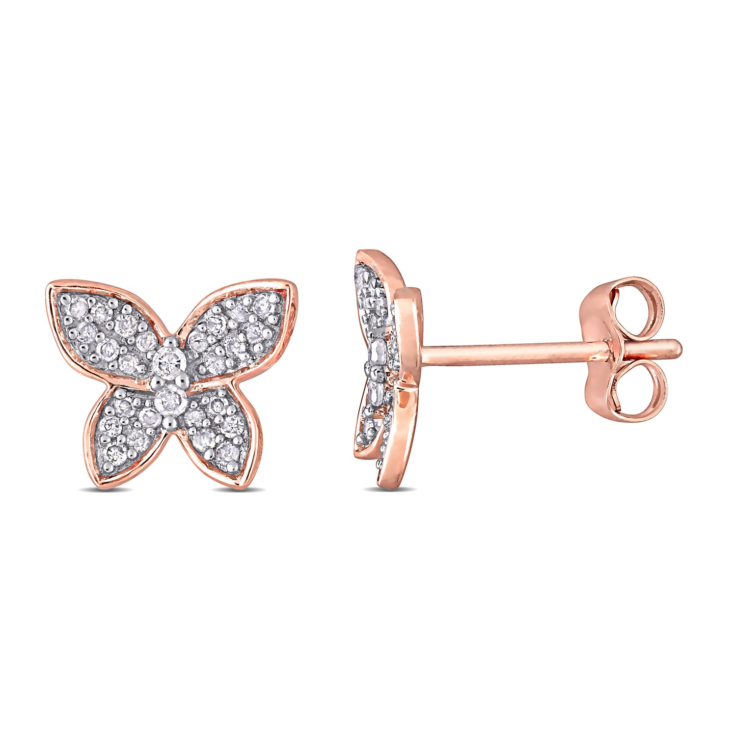 Butterfly Diamond Studs in 10k Rose Gold