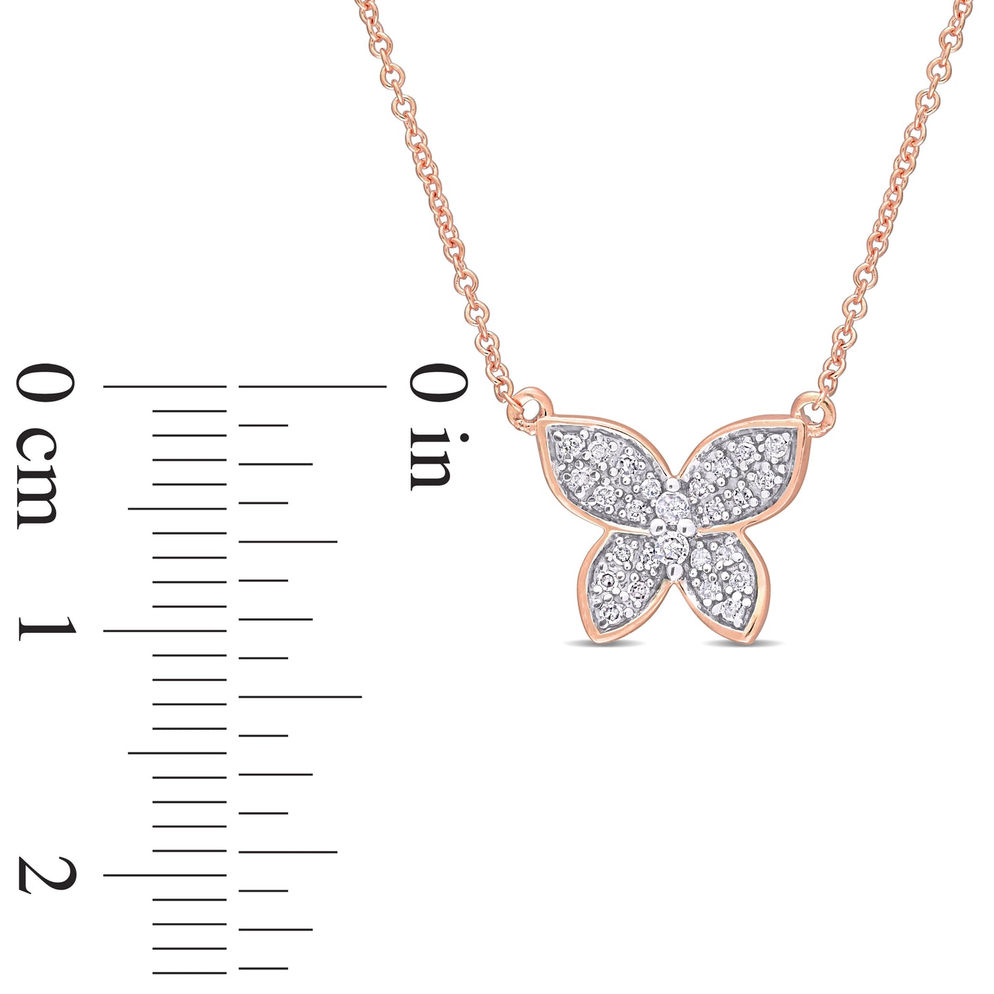 Butterfly Cluster Diamond Necklace in 10k Rose Gold