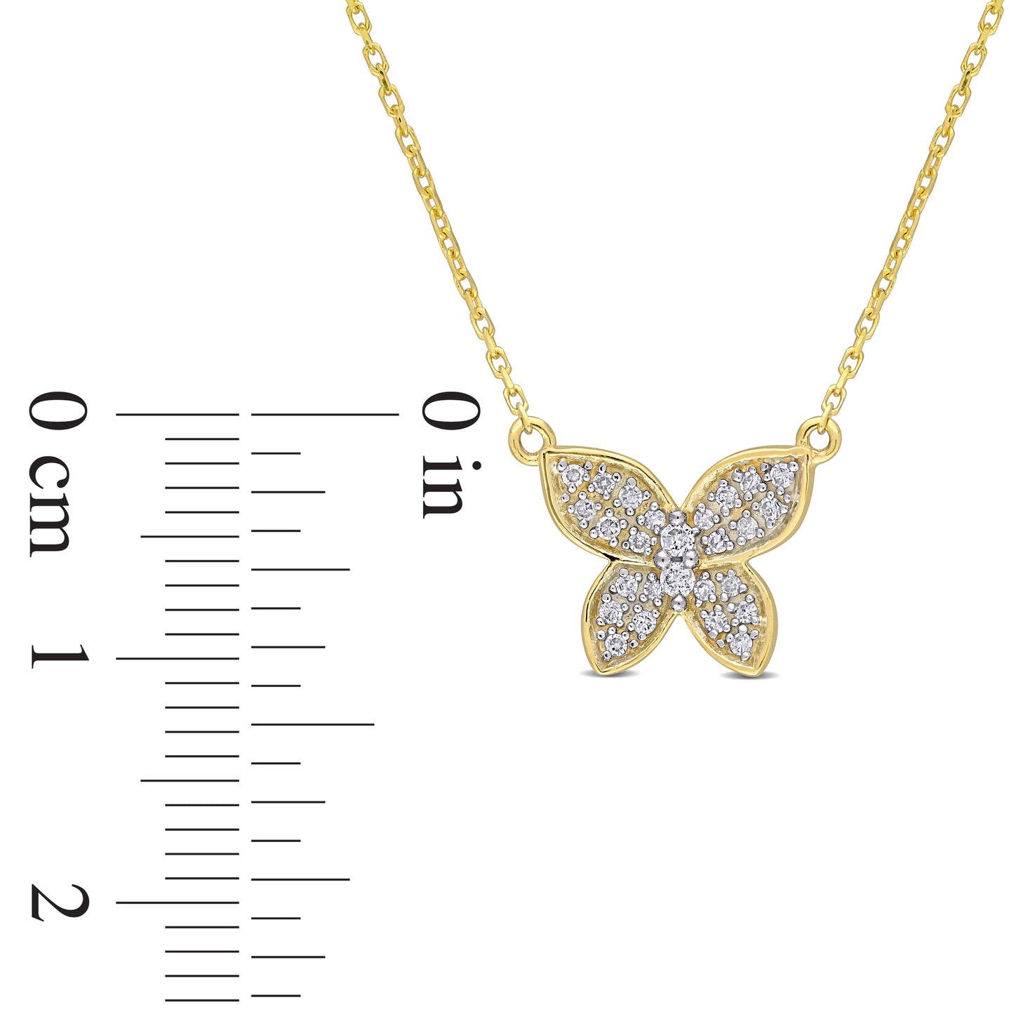 Butterfly Cluster Diamond Necklace in 10k Yellow Gold