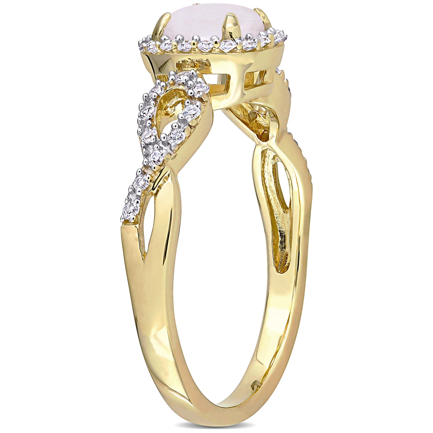 Opal & Diamond Infinity Ring in 10k Yellow Gold