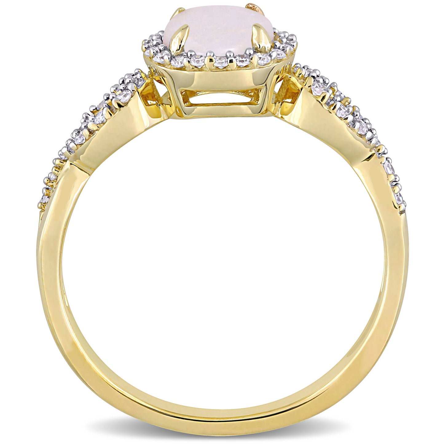 Opal & Diamond Infinity Ring in 10k Yellow Gold