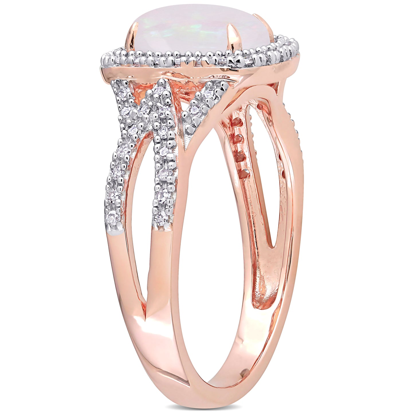 Opal & Diamond Ring in 10k Rose Gold