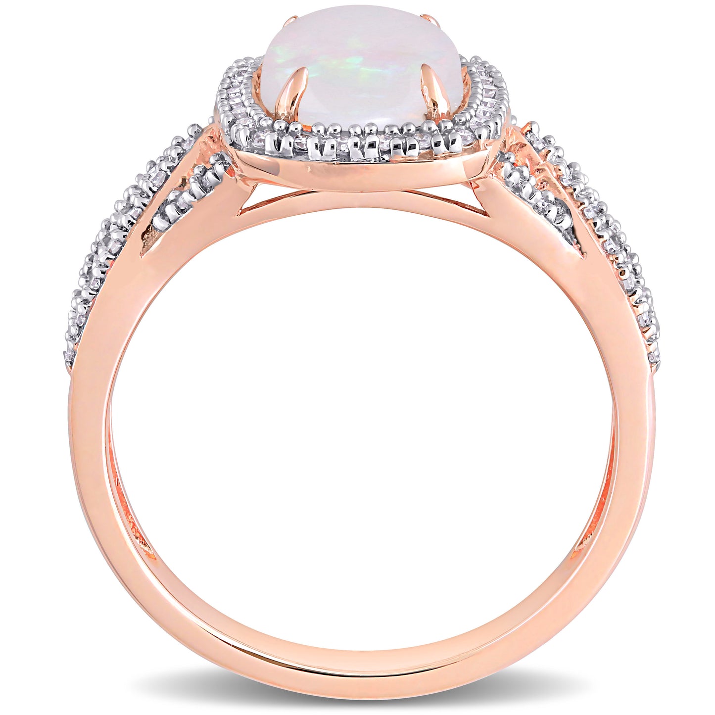 Opal & Diamond Ring in 10k Rose Gold