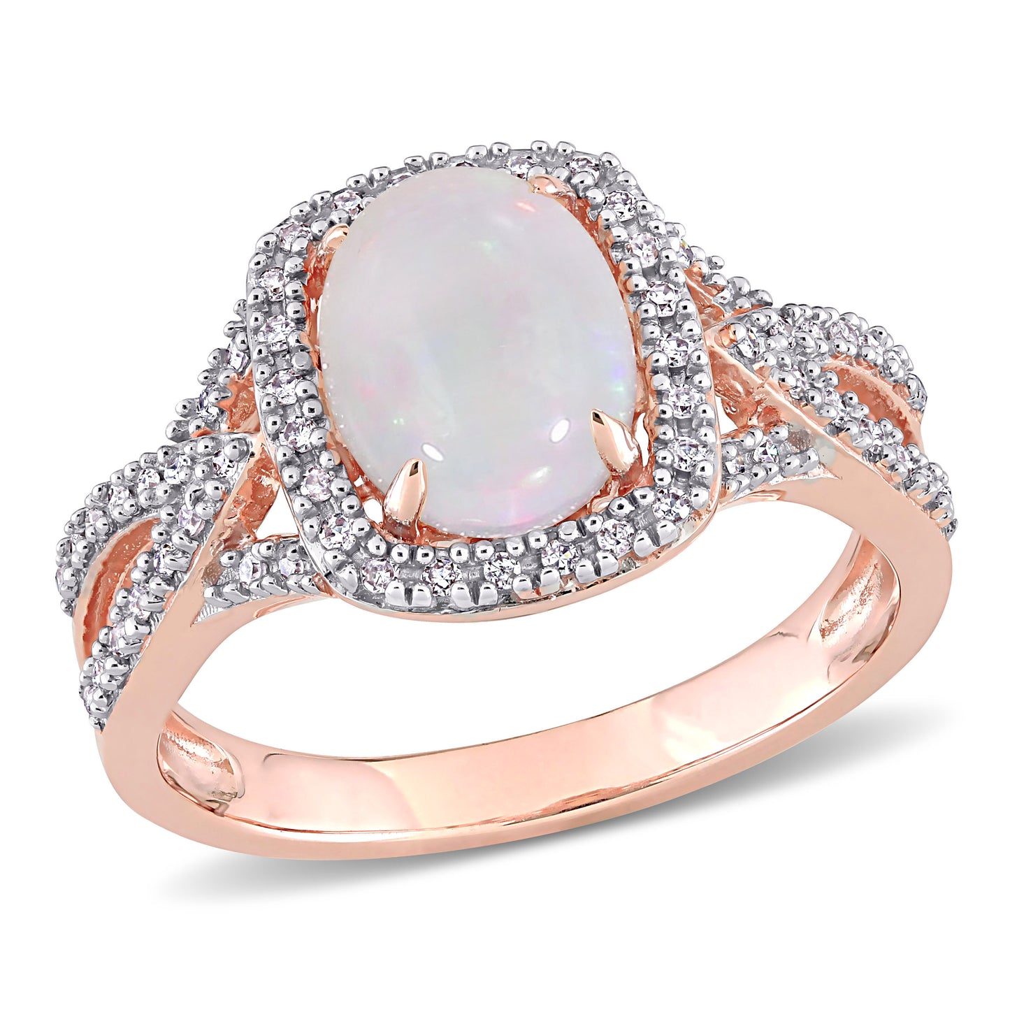 Opal & Diamond Ring in 10k Rose Gold