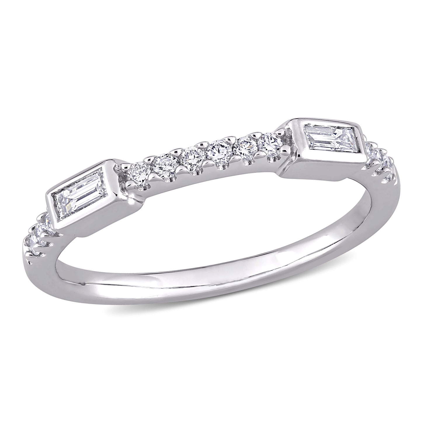 Baguette Diamonds Semi Eternity Ring in 14k White Gold
