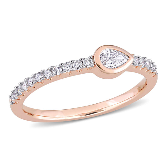 Pear Eternity Diamond Ring 14k Rose Gold
