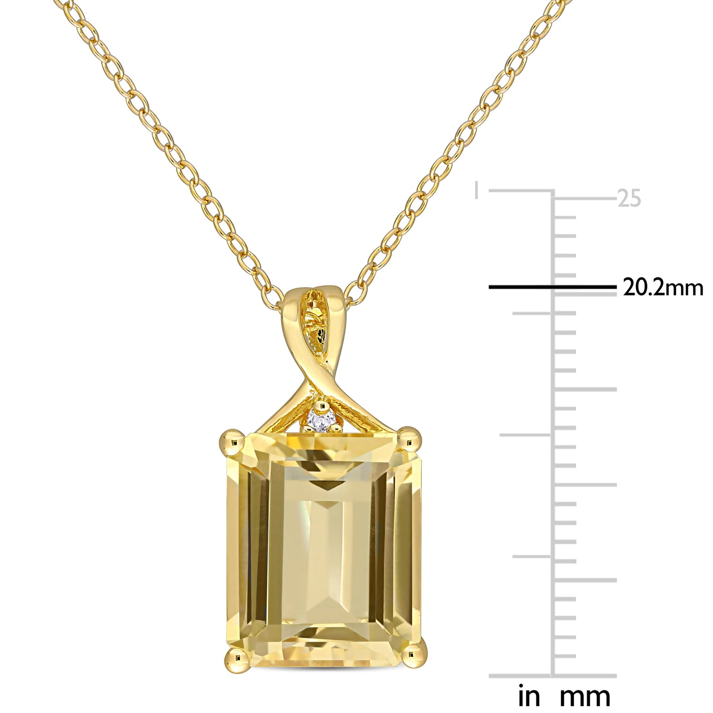6 3/5ct Octagon Citrine & White Topaz Necklace in Yellow Silver