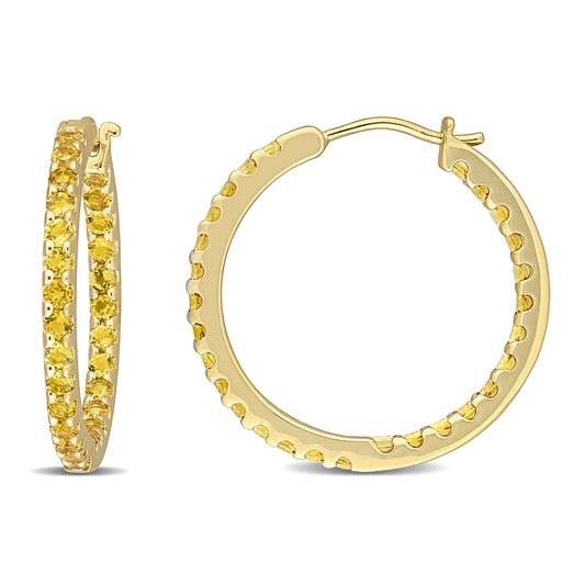 Citrine Inside Out Hoops in 10k Yellow Gold