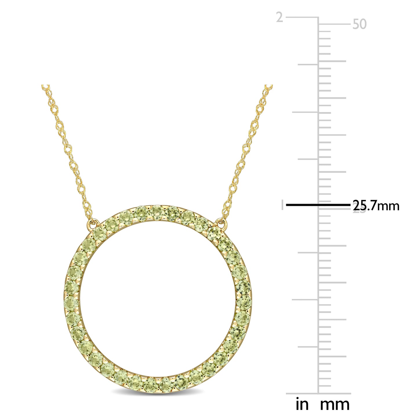 1 3/8ct Peridot Open Circle Pendant in 10k Yellow Gold