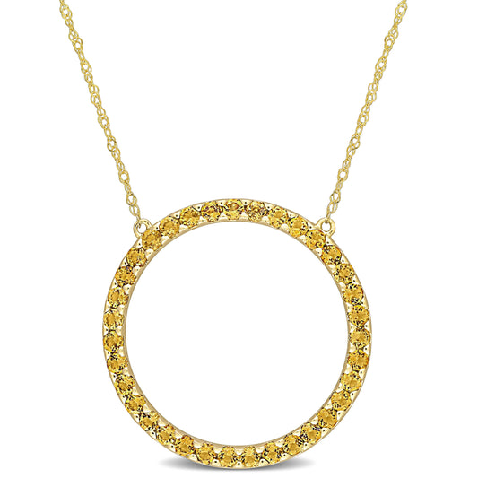 Citrine Open Circle Pendant Necklace