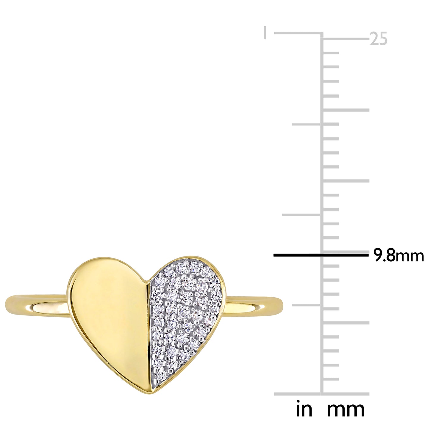Mixed Media Heart Diamond Ring in 10k Yellow Gold