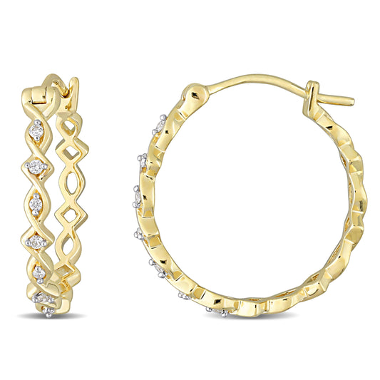 Diamond Hoop Earrings in 10k Yellow Gold