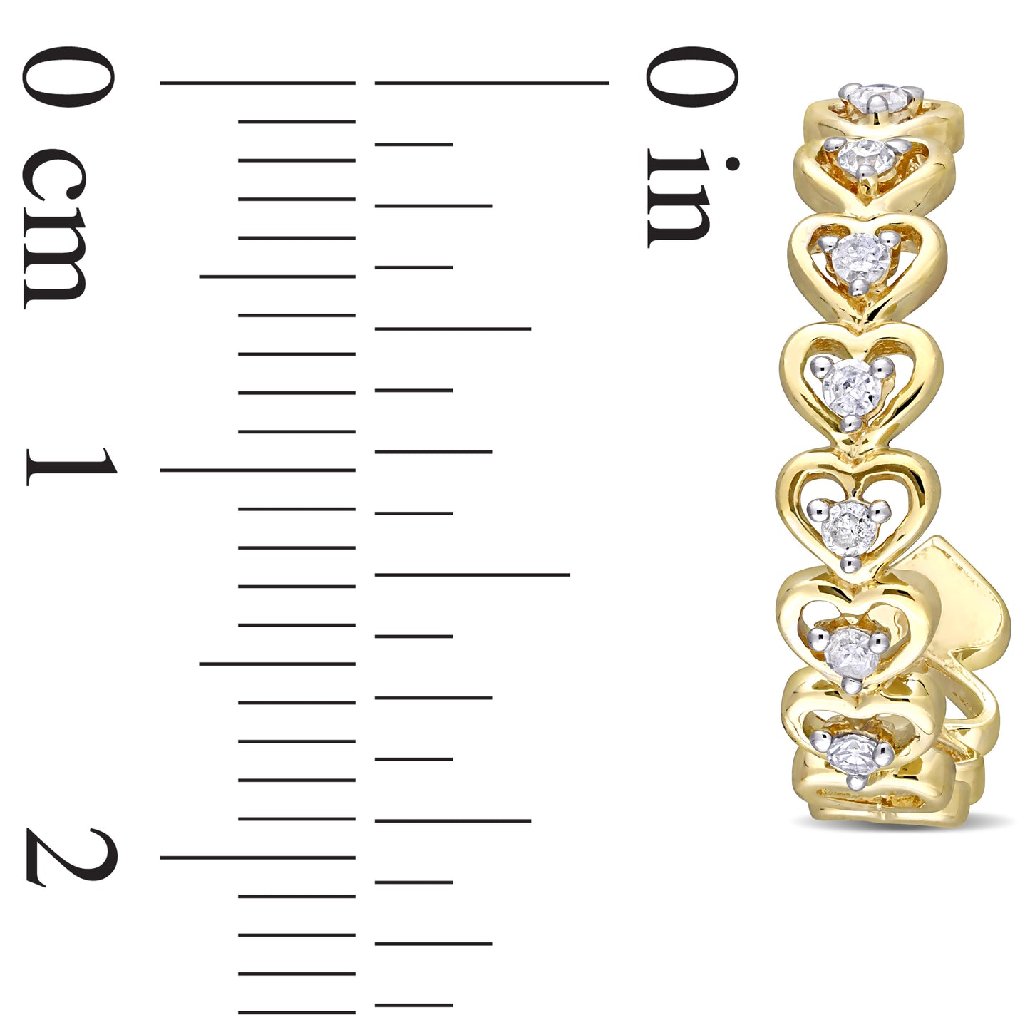 Open Heart Diamond Hoops in 10k Yellow Gold