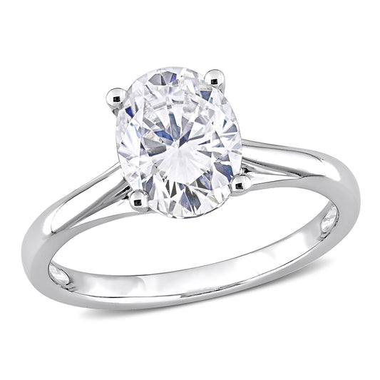 Oval Cut Moissanite Ring in 14k White Gold