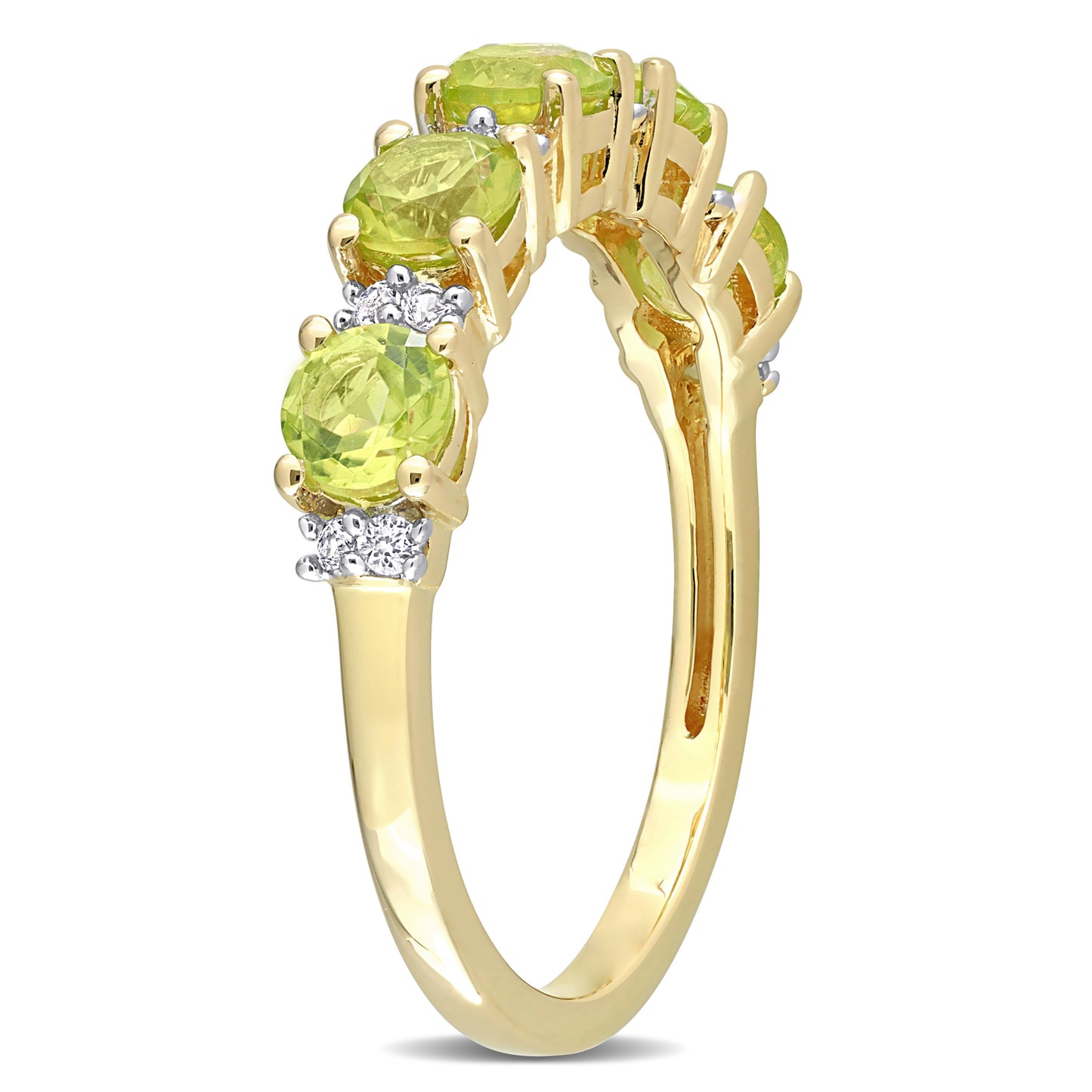 1 3/5ct Peridot & White Sapphire Semi Eternity Band in Yellow Gold Plated Sterling Silver